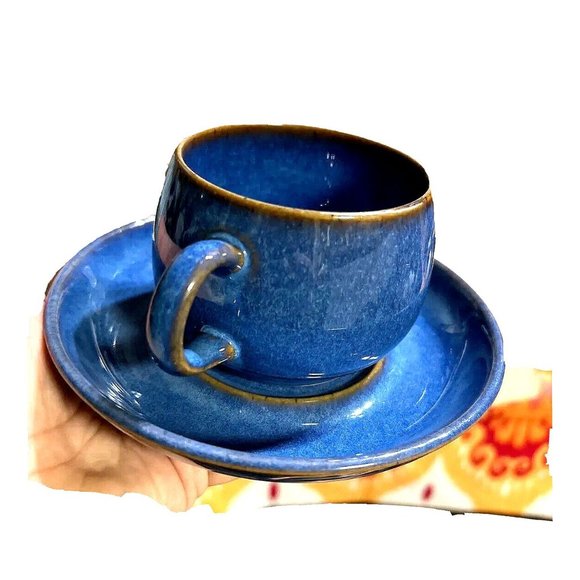 Denby English Blue Cup & Saucer - Set of 4 - New - Picture 2 of 6